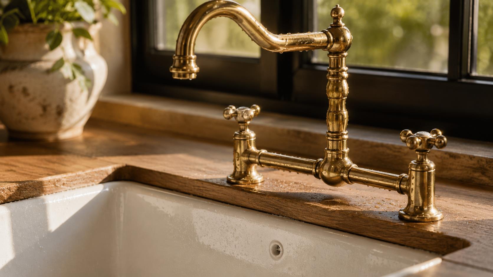 Unlacquered Brass Bridge Faucets & Hardware